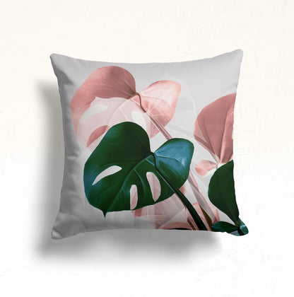 Minimalist Botanical Cushion Cover, Pastel Monstera Dreams