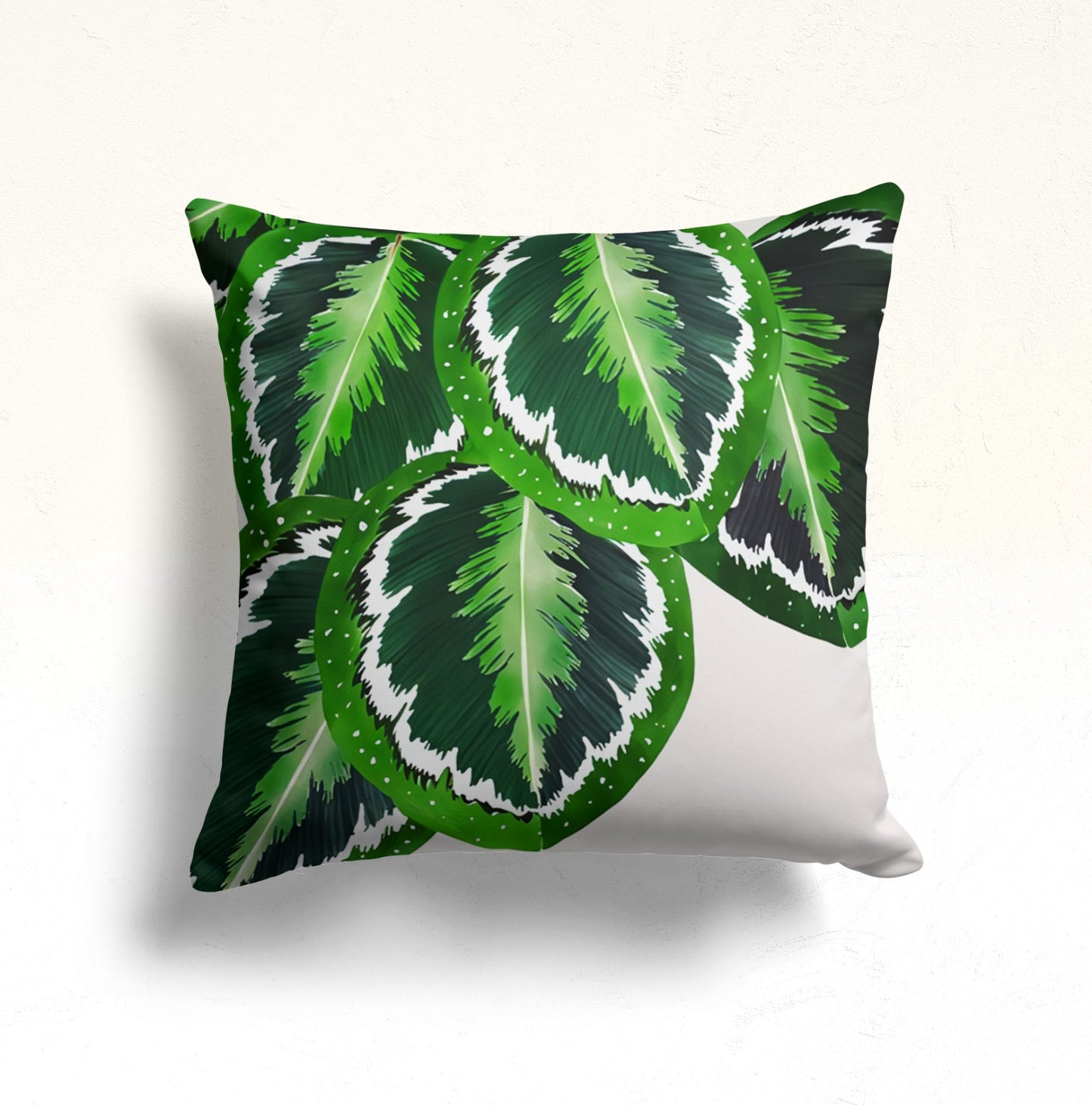 Green Leaf Mandala Cushion Cover, Abstract Leaves Design