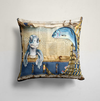 Crab Sea Life Fish&Turtle Cushion Cover