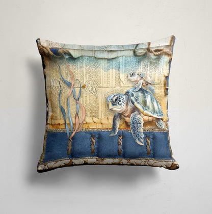 Crab Sea Life Fish&Turtle Cushion Cover