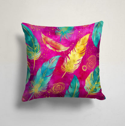 Abstract Peacock Feather Design Colorful Cushion Cover