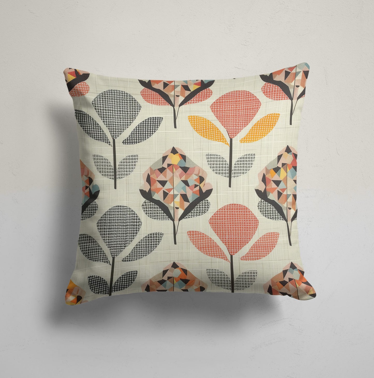 Modern Tree Silhouette Cushion Cover, Triangular Geometric Decor
