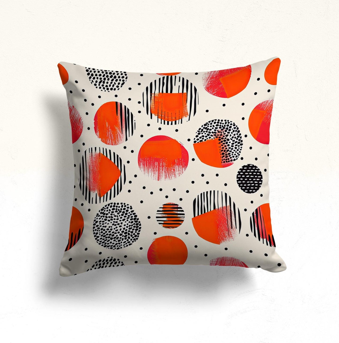 Floral Doodle Monochrome Cushion Cover, Vintage Tile Pattern