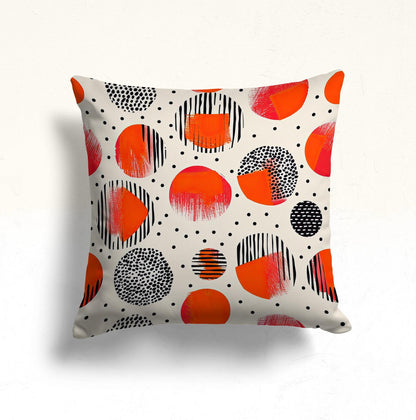 Floral Doodle Monochrome Cushion Cover, Vintage Tile Pattern