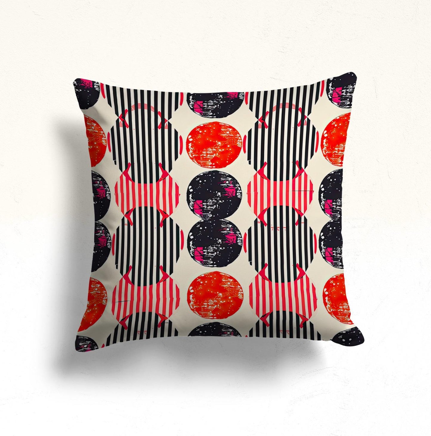 Floral Doodle Monochrome Cushion Cover, Vintage Tile Pattern