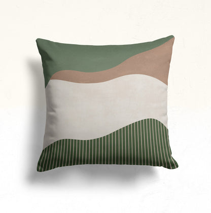 Abstract Plant Graphic Cushion Cover, Green Geometric Design