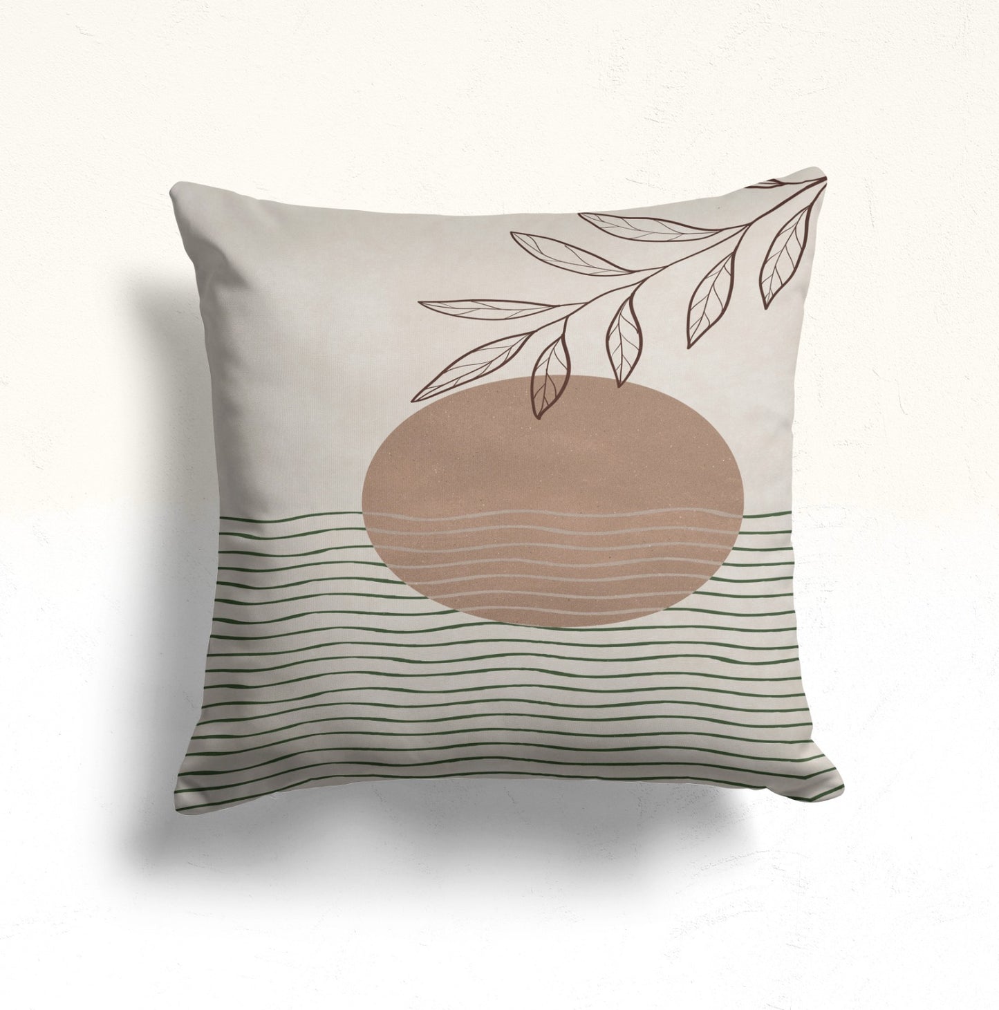 Abstract Plant Graphic Cushion Cover, Green Geometric Design