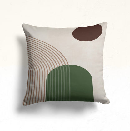 Abstract Plant Graphic Cushion Cover, Green Geometric Design