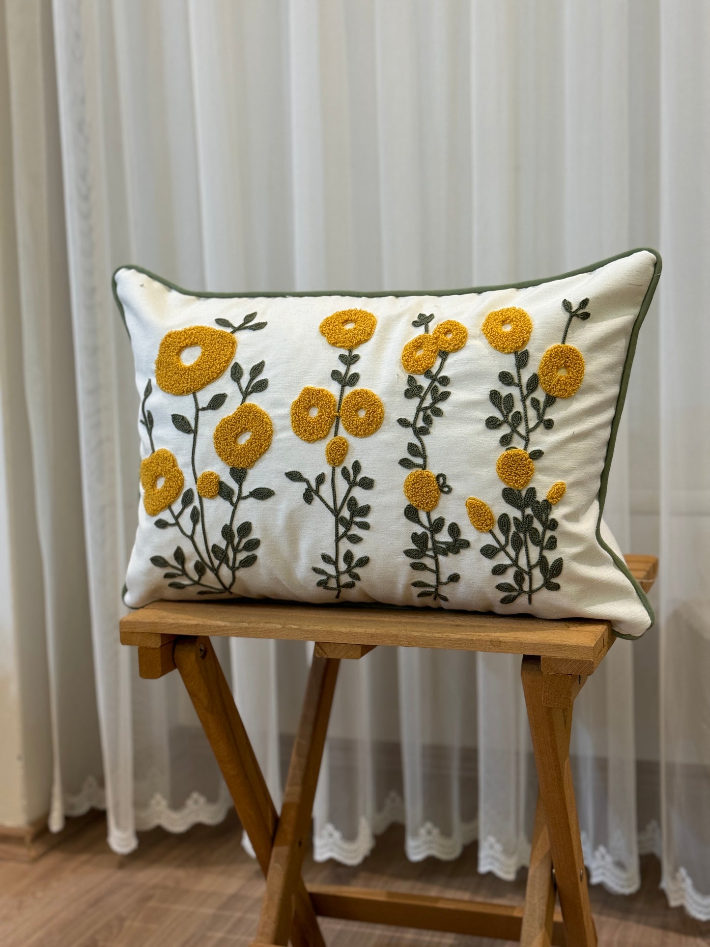 Spring Flower Embroidery Needle Punch Cushion Cover