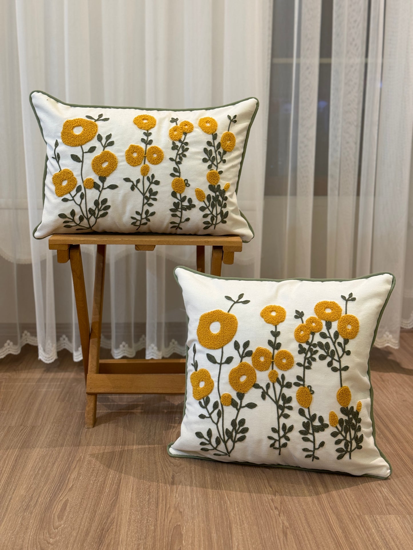 Spring Flower Embroidery Needle Punch Cushion Cover