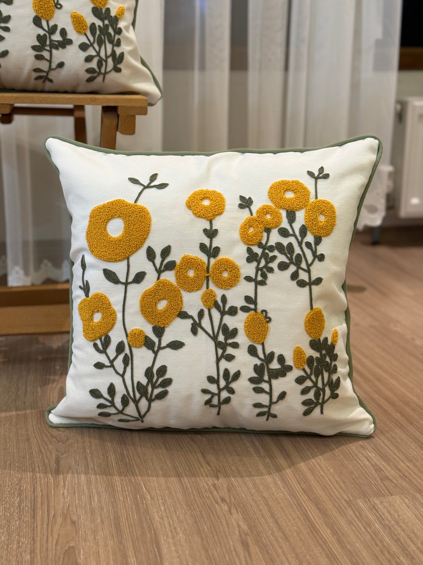 Spring Flower Embroidery Needle Punch Cushion Cover