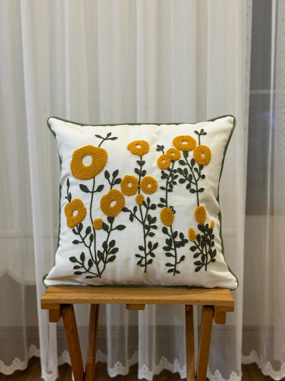 Spring Flower Embroidery Needle Punch Cushion Cover