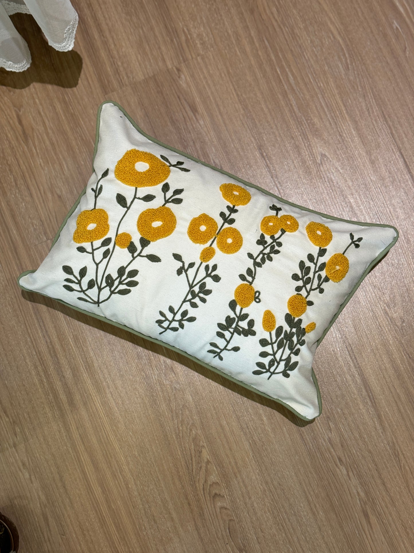 Spring Flower Embroidery Needle Punch Cushion Cover