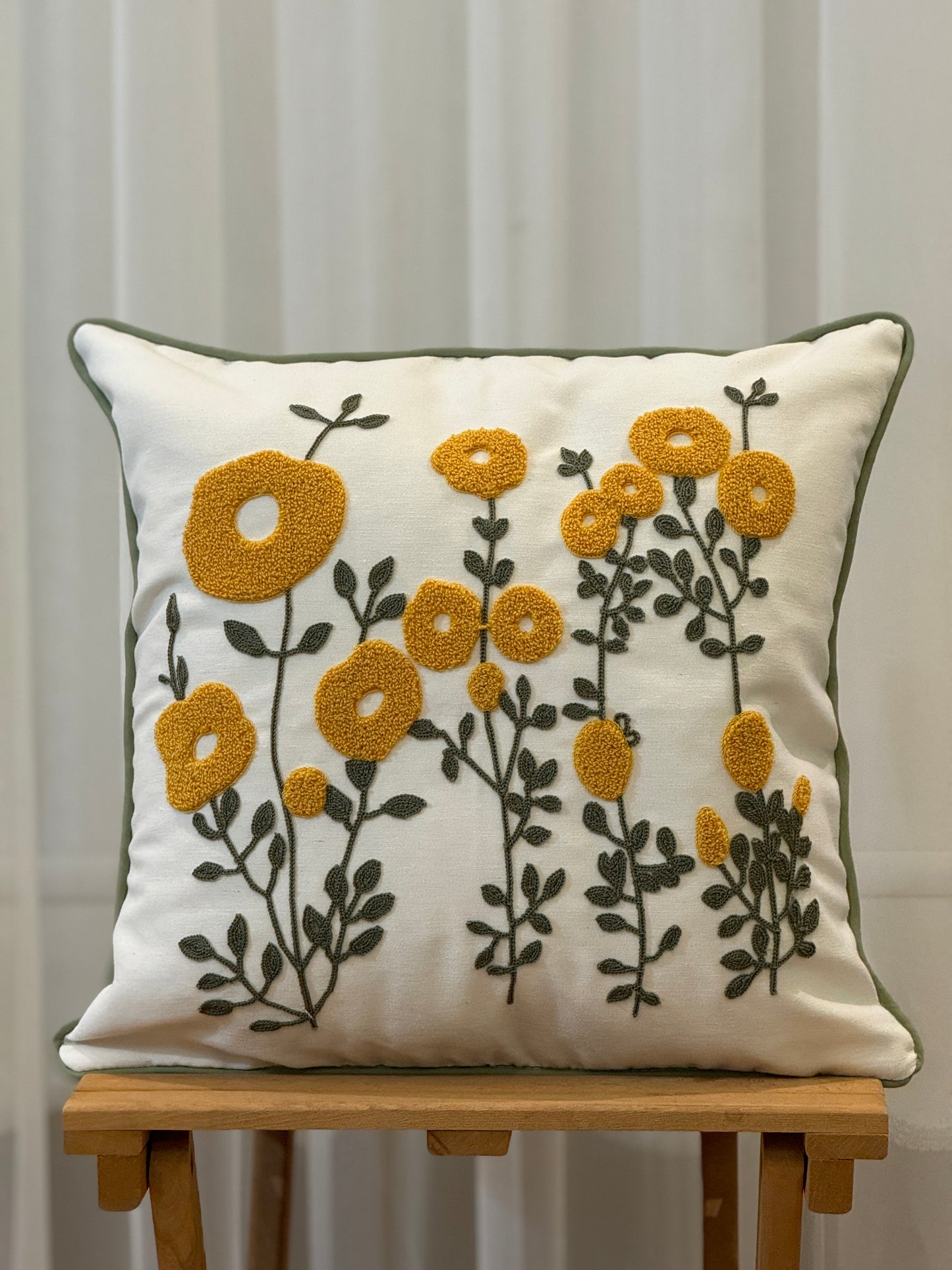 Spring Flower Embroidery Needle Punch Cushion Cover