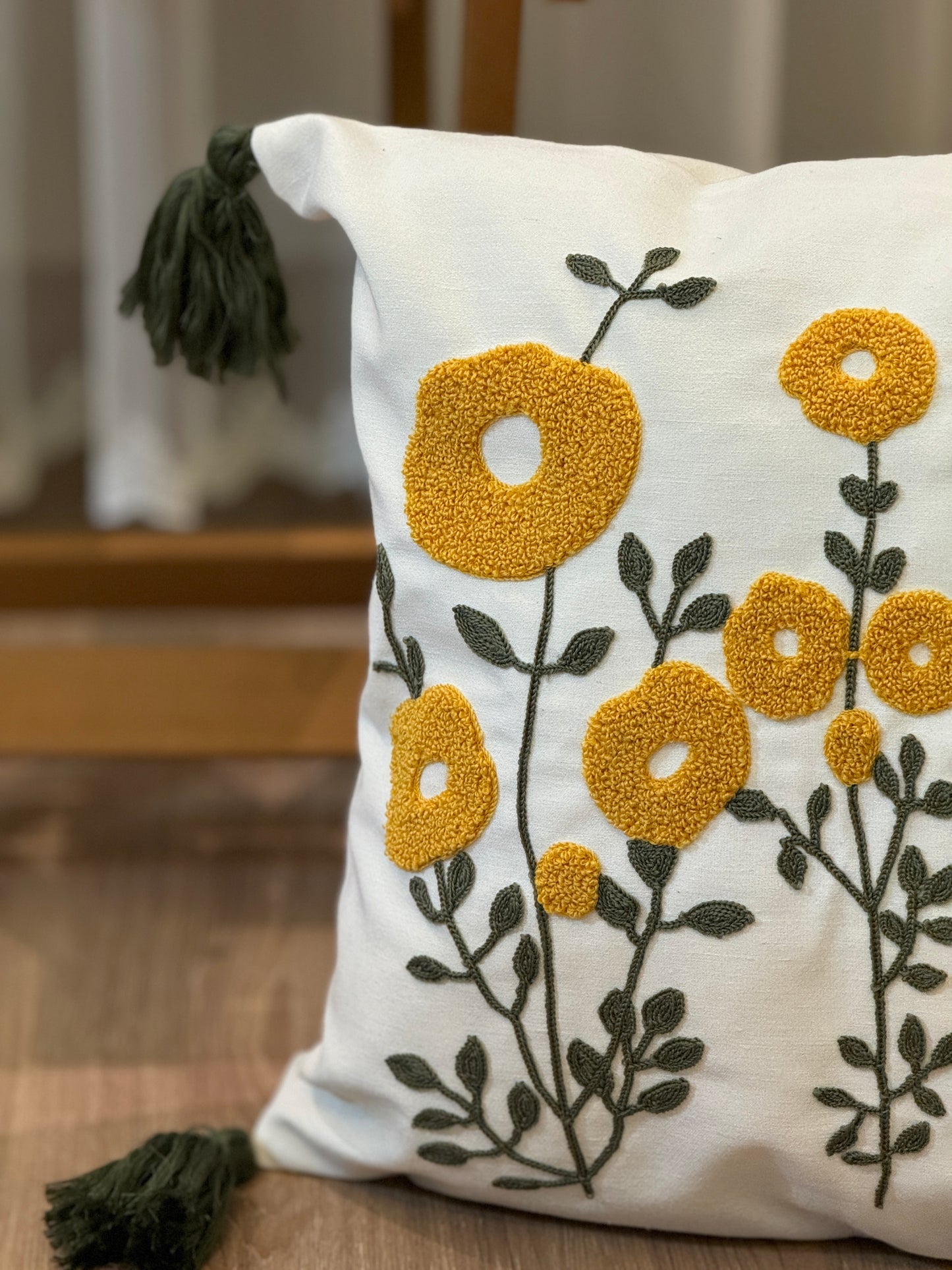 Spring Flower Embroidery Needle Punch Cushion Cover
