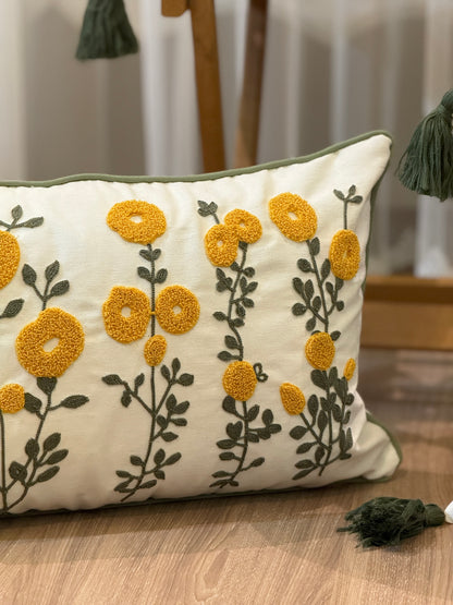 Spring Flower Embroidery Needle Punch Cushion Cover