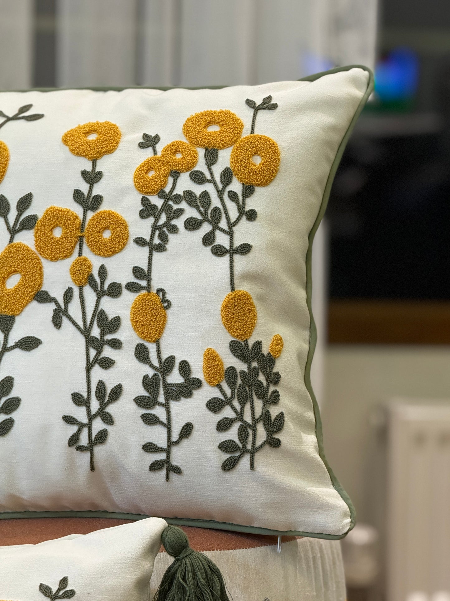 Spring Flower Embroidery Needle Punch Cushion Cover