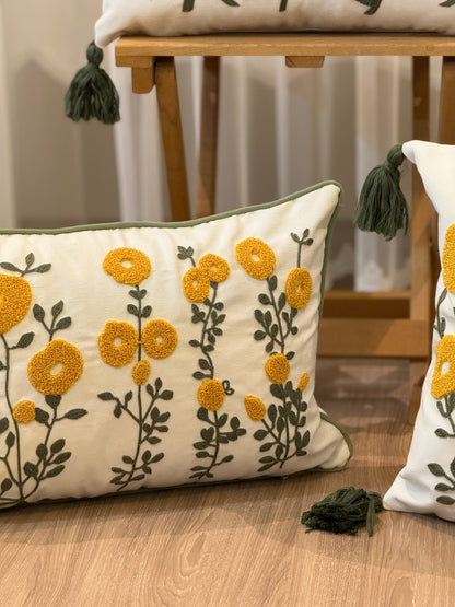 Spring Flower Embroidery Needle Punch Cushion Cover