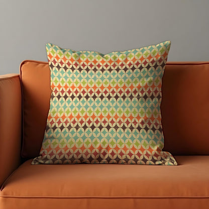 Retro Geometric Cushion Cover, Colorful Mid Century Pillow Case