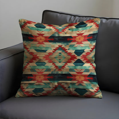 Southwestern Aztec Cushion Cover, Rustic Boho Tribal Diamond Pillow Cover