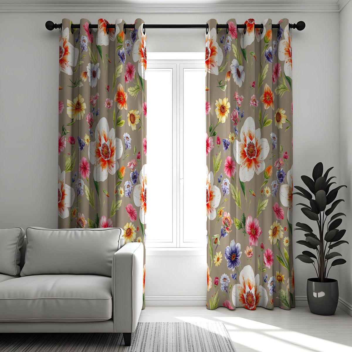 Large Flower Curtains, Vibrant Botanical Floral Drapes