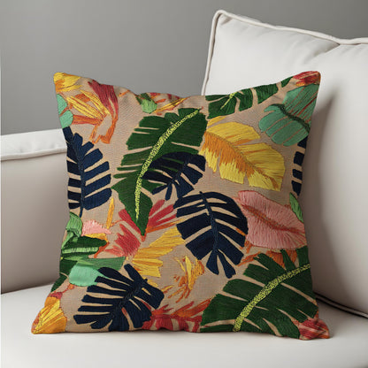 Colorful Palm Leaf Cushion Cover, Tropical Pillow Case