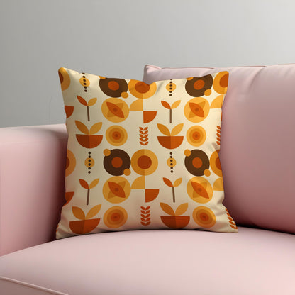 Mid Century Modern Floral Cushion Cover, Retro Throw Pillow Cover