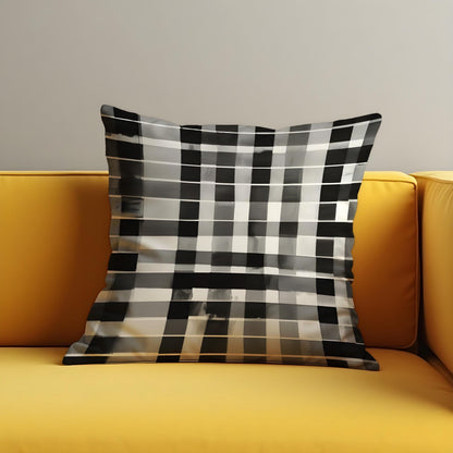 Black & White Plaid Cushion Cover, Modern Checkered Throw Pillow Cover
