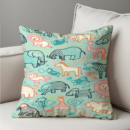 Safari Animal Throw Pillow Cover, Nursery Cushion Case