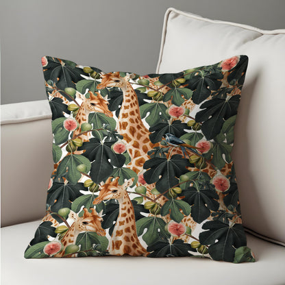 Giraffe Jungle Cushion Cover, Safari Animal Pillow Case