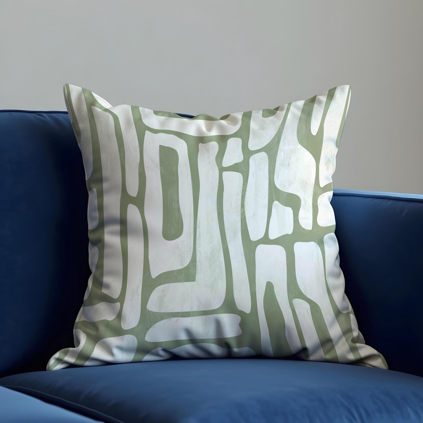 Sage Green Abstract Cushion Cover, Organic Line Art Pillow Case