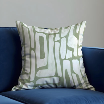 Sage Green Abstract Cushion Cover, Organic Line Art Pillow Case