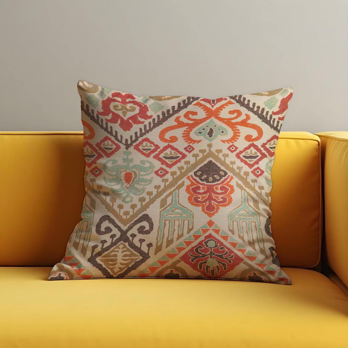 Boho Ikat Cushion Cover, Geometric Ethnic Throw Pillow Case