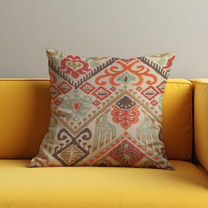 Boho Ikat Cushion Cover, Geometric Ethnic Throw Pillow Case