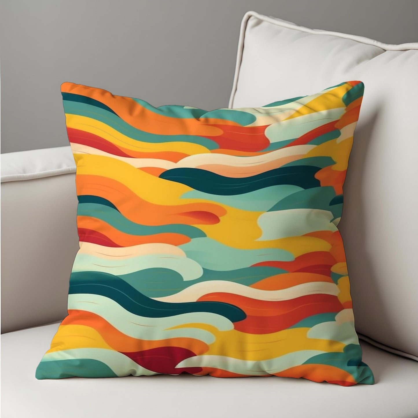 Retro Abstract Waves Cushion Cover, Mid-Century Modern Pillow Case