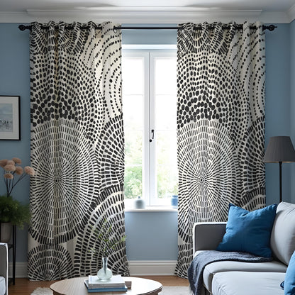 Black and White Circle Curtains, Monochrome Abstract Drapes