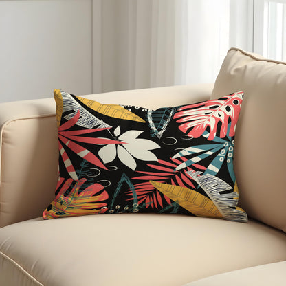 Tropical Jungle Cushion Cover, Bold Colorful Leaf Print Pillow Cover