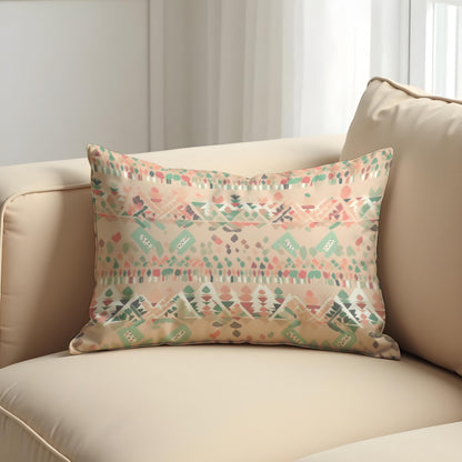 Pastel Southwestern Cushion Cover, Soft Tribal Geometric Pattern Pillow Case