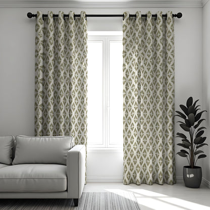Neutral Grey Geometric Curtains, Minimal Modern Drapes
