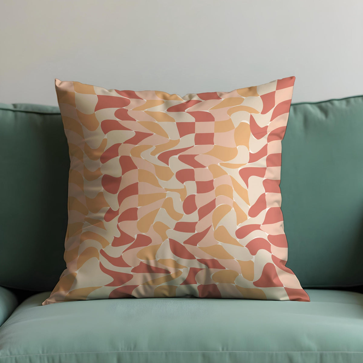 Peach Wave Cushion Cover, Retro Throw Pillow Case