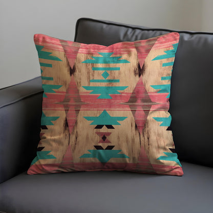 Southwestern Cushion Cover, Faded Aztec Coral & Turquoise Pillow Case