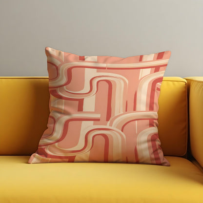 Retro Pink Cushion Cover, 70s Stripe Throw Pillow Case