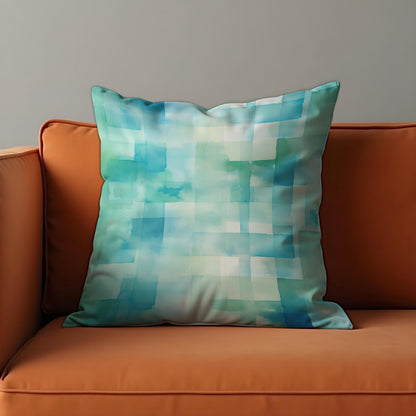 Blue Green Watercolor Throw Pillow Cover, Gradient Cushion Case