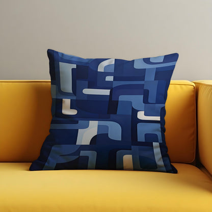 Blue Geometric Cushion Cover, Mid Century Pillow Case