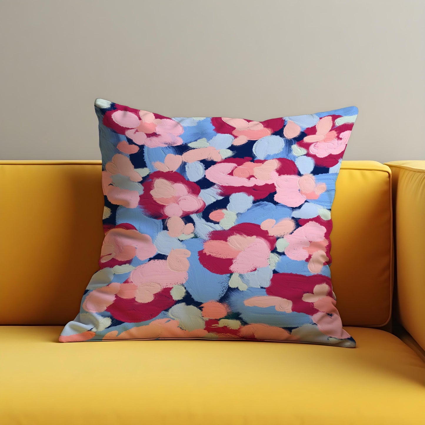 Abstract Floral Cushion Cover, Paint Effect Brushstroke Pillow Cover