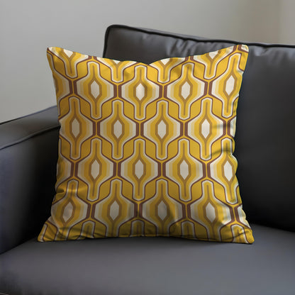 Retro Cushion Cover, 70s Mid Century Modern Hexagon Pillow Case