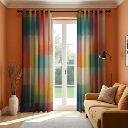 Colorful Rainbow Ombre Curtains, Gradient Window Drapes