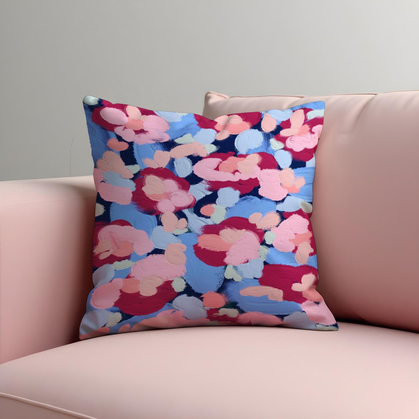Abstract Floral Cushion Cover, Paint Effect Brushstroke Pillow Cover
