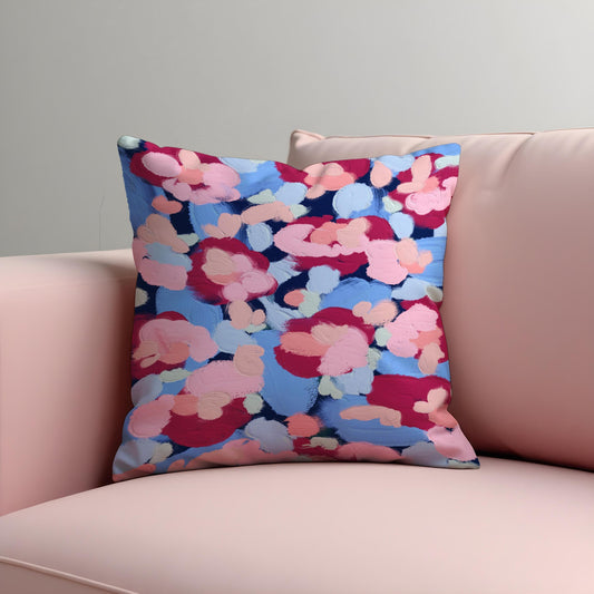 Abstract Floral Cushion Cover, Paint Effect Brushstroke Pillow Cover