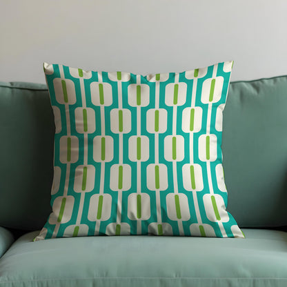 Teal Mid Century Cushion Cover, Retro Pillow Case